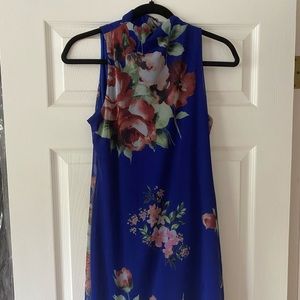 Blue Floral Form Fitting Dress